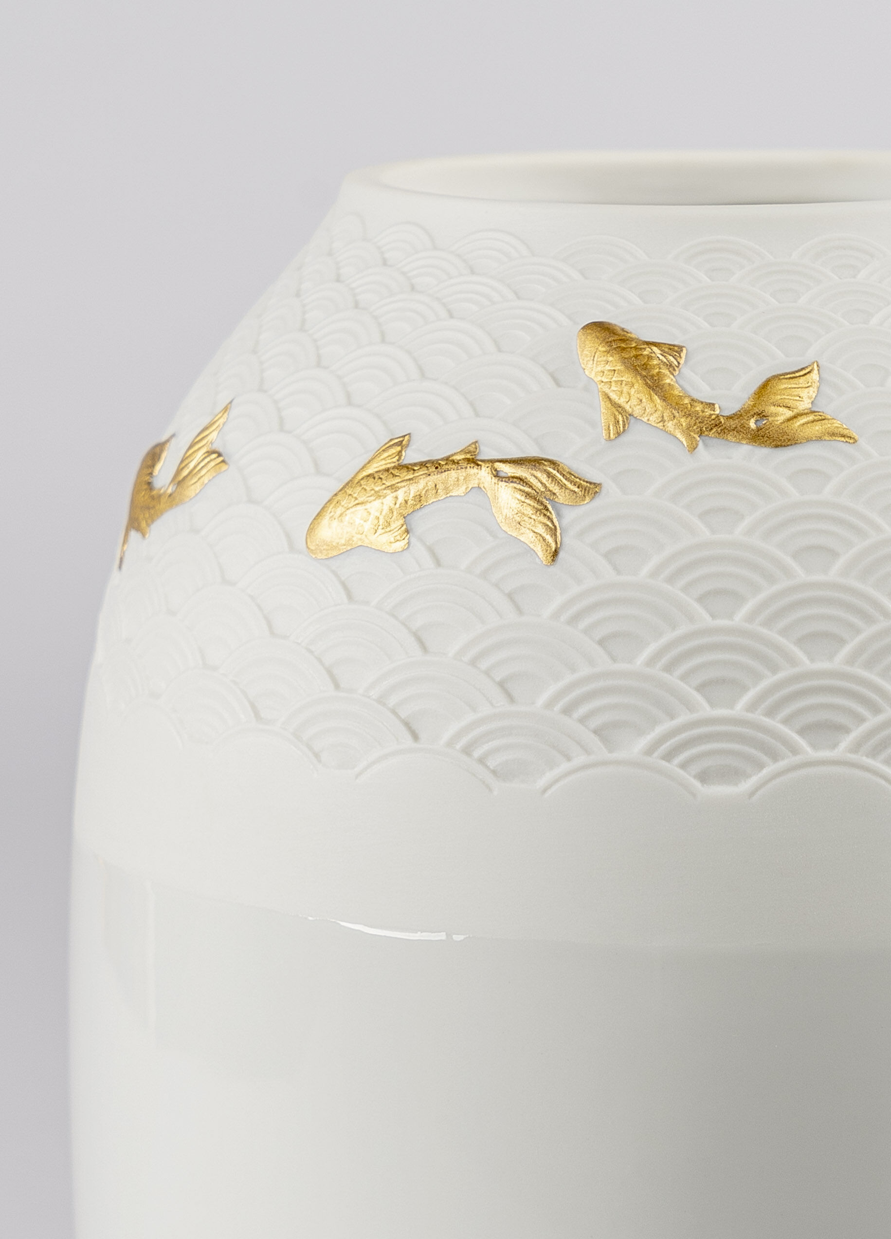 Lladro Koi Vase. Golden luster Chelsea Design
