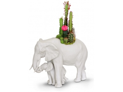 Elephant garden Sculpture. Matte White. Plant the Future
