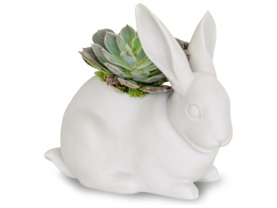 Bunny Garden Figurine. Matte White. Plant the Future