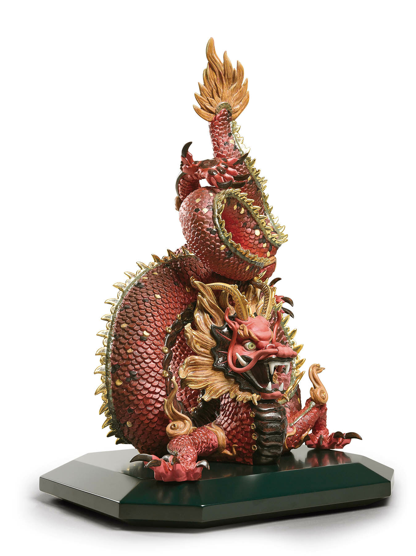 Protective Dragon Sculpture. Golden Luster and Red. Limited Edition 3 Protective Dragon Sculpture. Golden Luster and Red. Limited Edition 3
