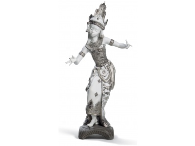 Bali Dancer Figurine. Silver Lustre