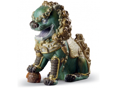 Oriental Lion Sculpture. Green. Limited Edition