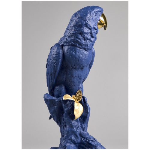 Macaw Bird Sculpture. Blue-Gold. Limited Edition 8