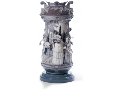 Ladies in The Garden Vase. Limited Edition. Grey and Silver Luster