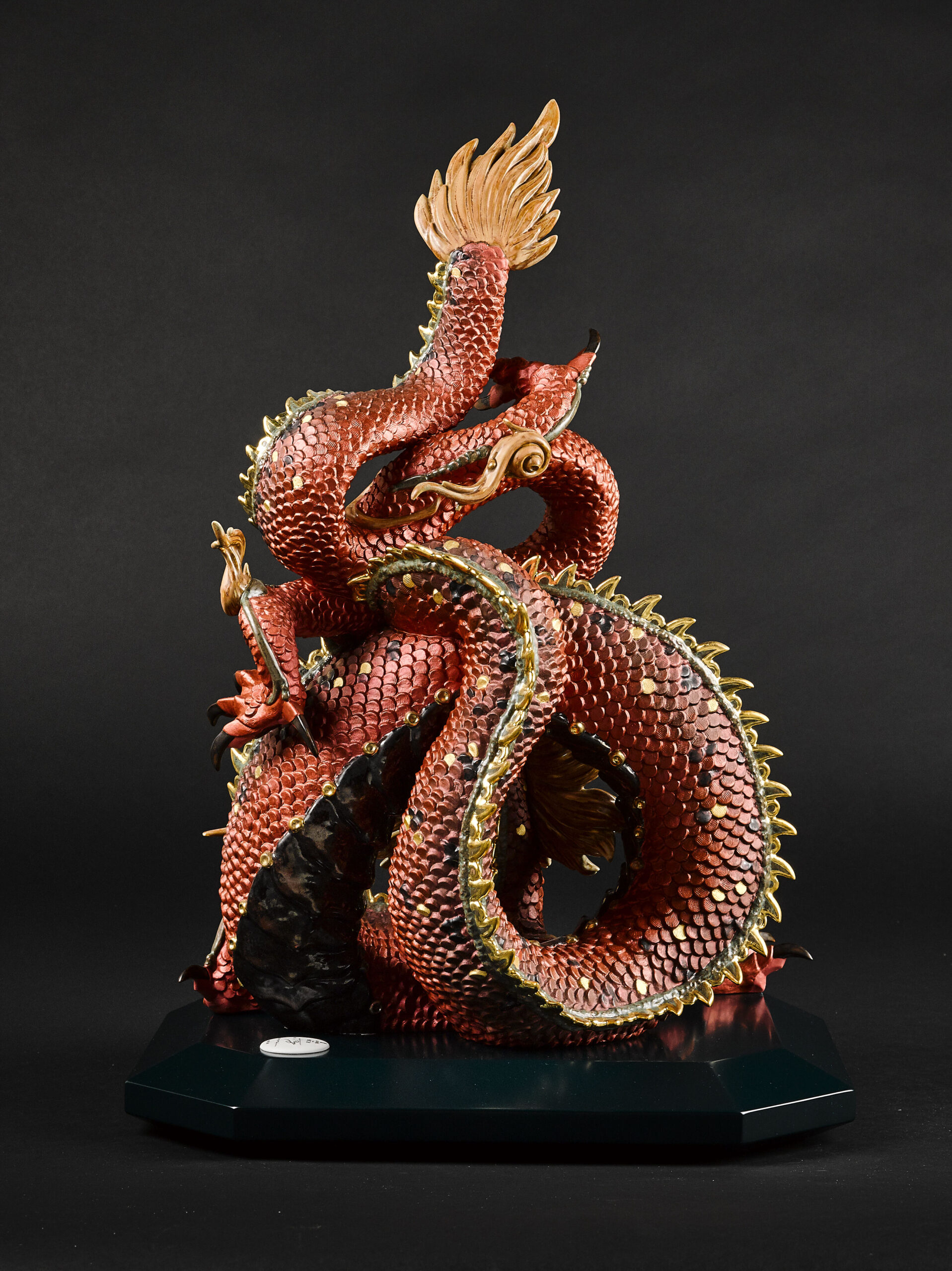Protective Dragon Sculpture. Golden Luster and Red. Limited Edition 7 Protective Dragon Sculpture. Golden Luster and Red. Limited Edition 7