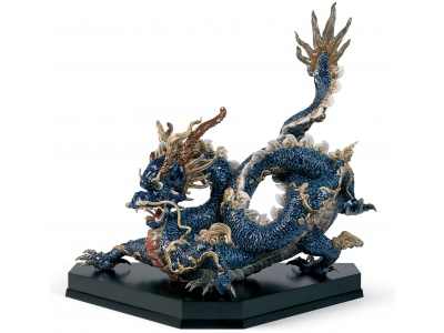 Great Dragon Sculpture. Blue enamel. Limited Edition 3
