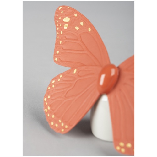 Butterfly Figurine. Golden Luster & Coral 6