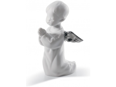 Angel Praying Angel Figurine. Silver Lustre