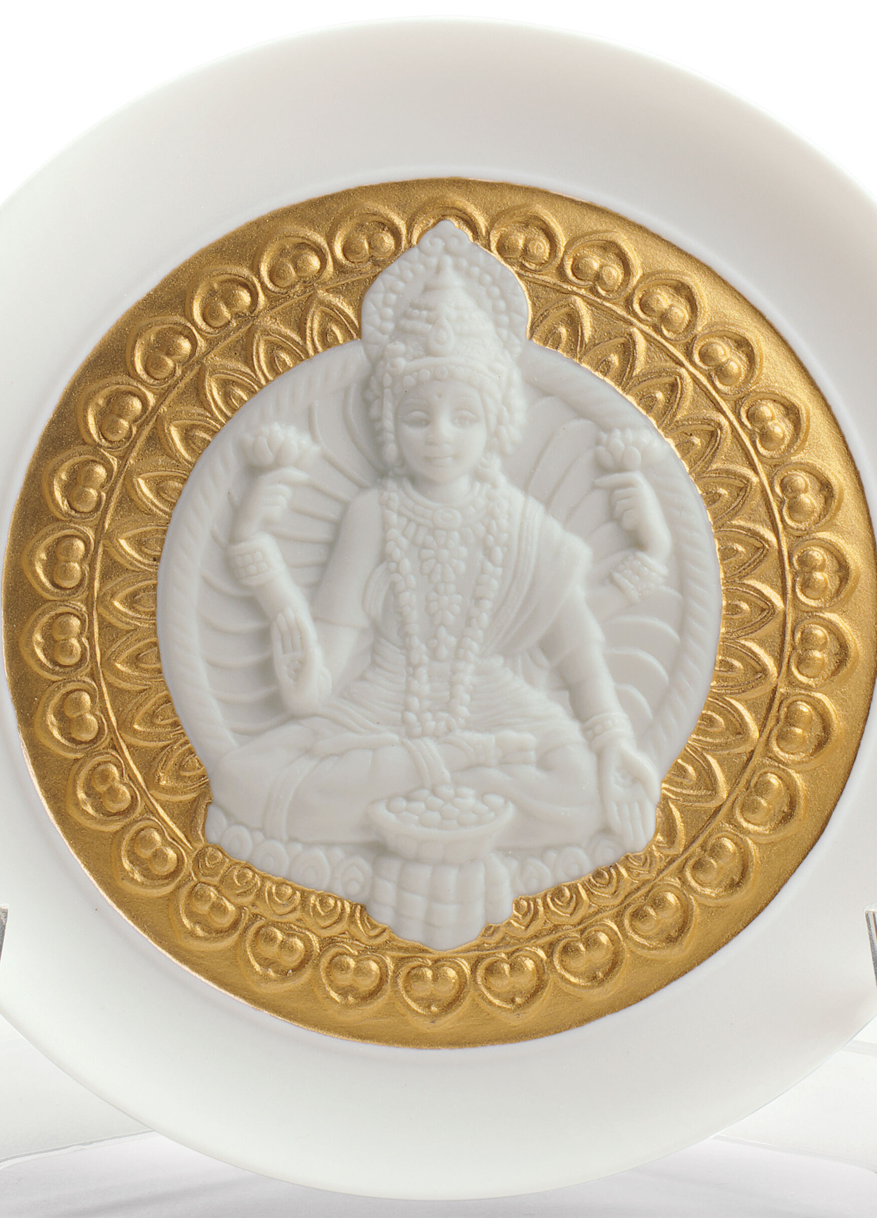 Goddes Lakshmi and Lord Ganesha Decorative Plates Set. Golden Lustre 5 Goddes Lakshmi and Lord Ganesha Decorative Plates Set. Golden Lustre 5