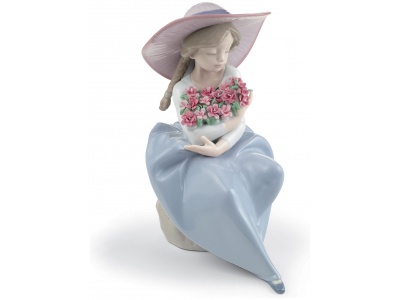 Fragrant Bouquet Girl with Carnations Figurine