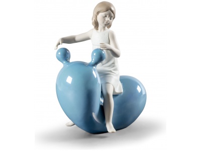 My Seesaw Balloon Girl Figurine. Blue