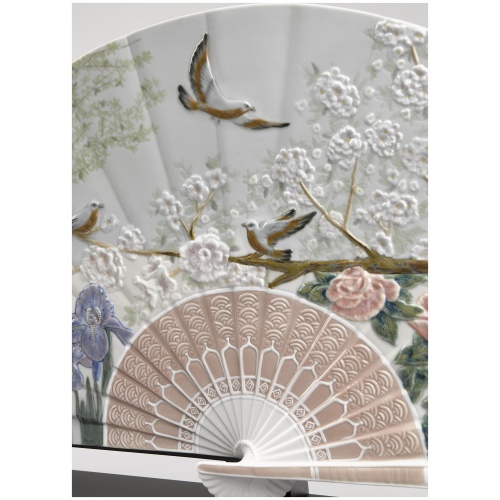 Iris and Cherry Flowers Fan Decorative Fan. Limited Edition 6