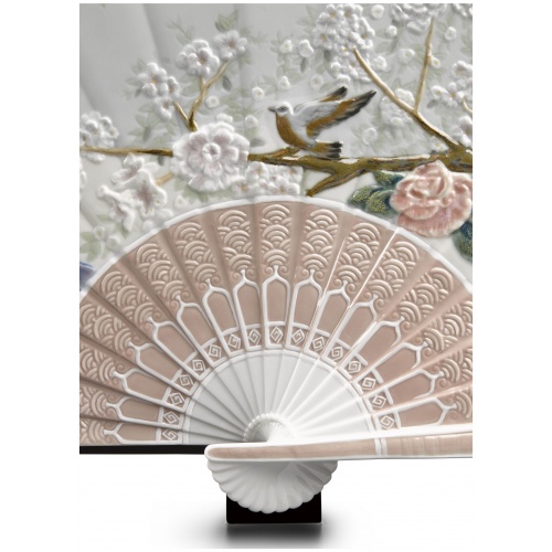 Iris and Cherry Flowers Fan Decorative Fan. Limited Edition 5