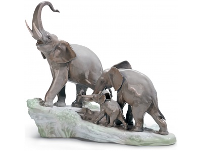 Elephants Walking Figurine
