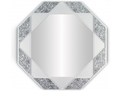 Eight Sided Wall Mirror. Black and White
