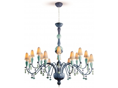 Ivy and Seed 16 Lights Chandelier. Large Flat Model. Ocean (CE/UK)
