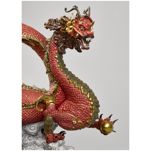 Auspicious Dragon Sculpture. Red. Limited Edition 15