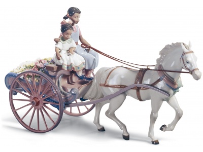 Flower Wagon Children Sculpture. Limited Edition