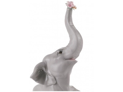 Baby Elephant with Pink Flower Figurine
