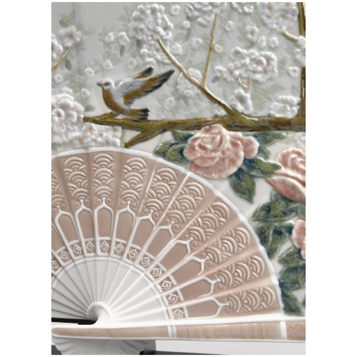 Iris and Cherry Flowers Fan Decorative Fan. Limited Edition 7
