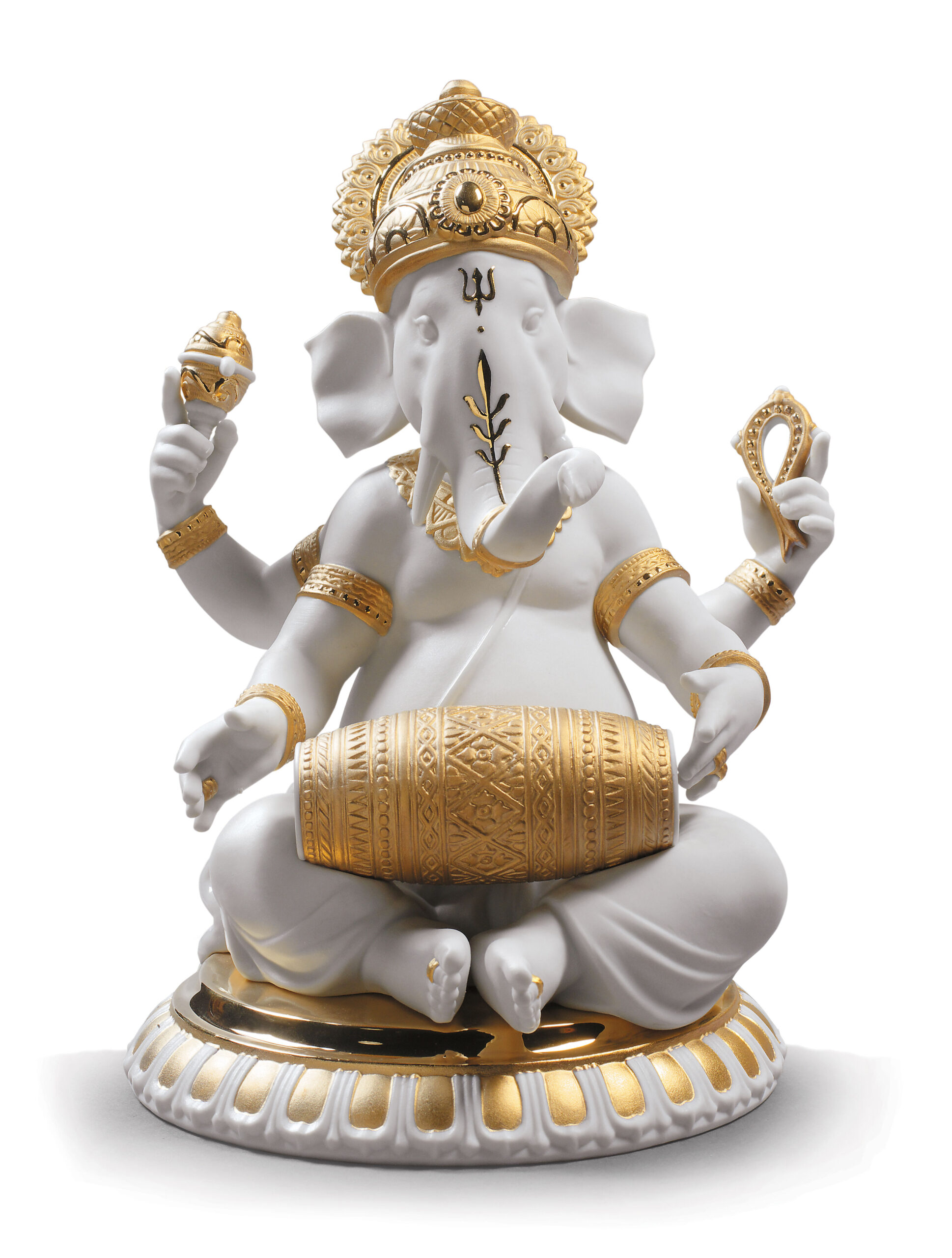 Mridangam Ganesha Figurine. Golden Lustre 3 Mridangam Ganesha Figurine. Golden Lustre 3