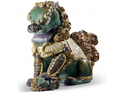Oriental Lioness Sculpture. Green. Limited Edition