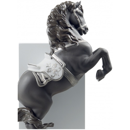 Horse on Courbette Figurine. Silver Lustre 5