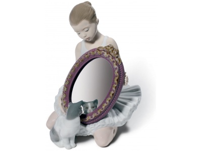 A Purr-Fect Reflection Ballet Girl Figurine