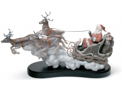Santa’s Midnight Ride Sleigh Figurine. Limited Edition 3