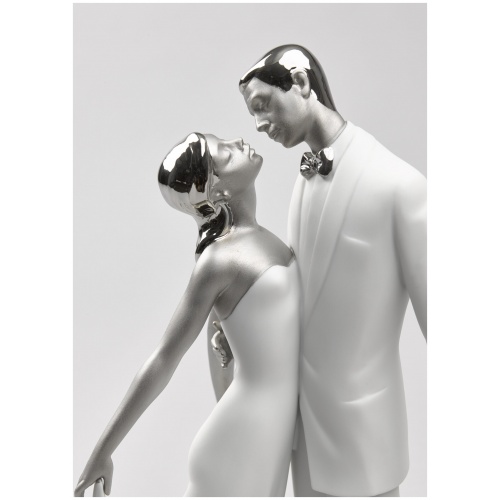 Happy Anniversary Couple Figurine. Silver Lustre 6