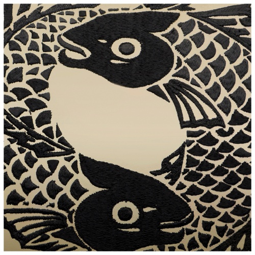 Koi Circle embroidered square cushion 5