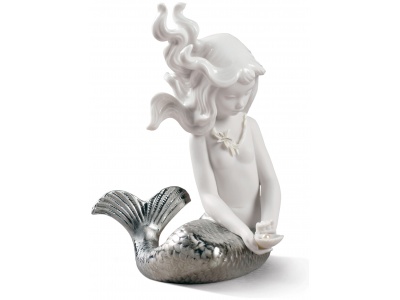 Mirage Mermaid Figurine. Silver Lustre