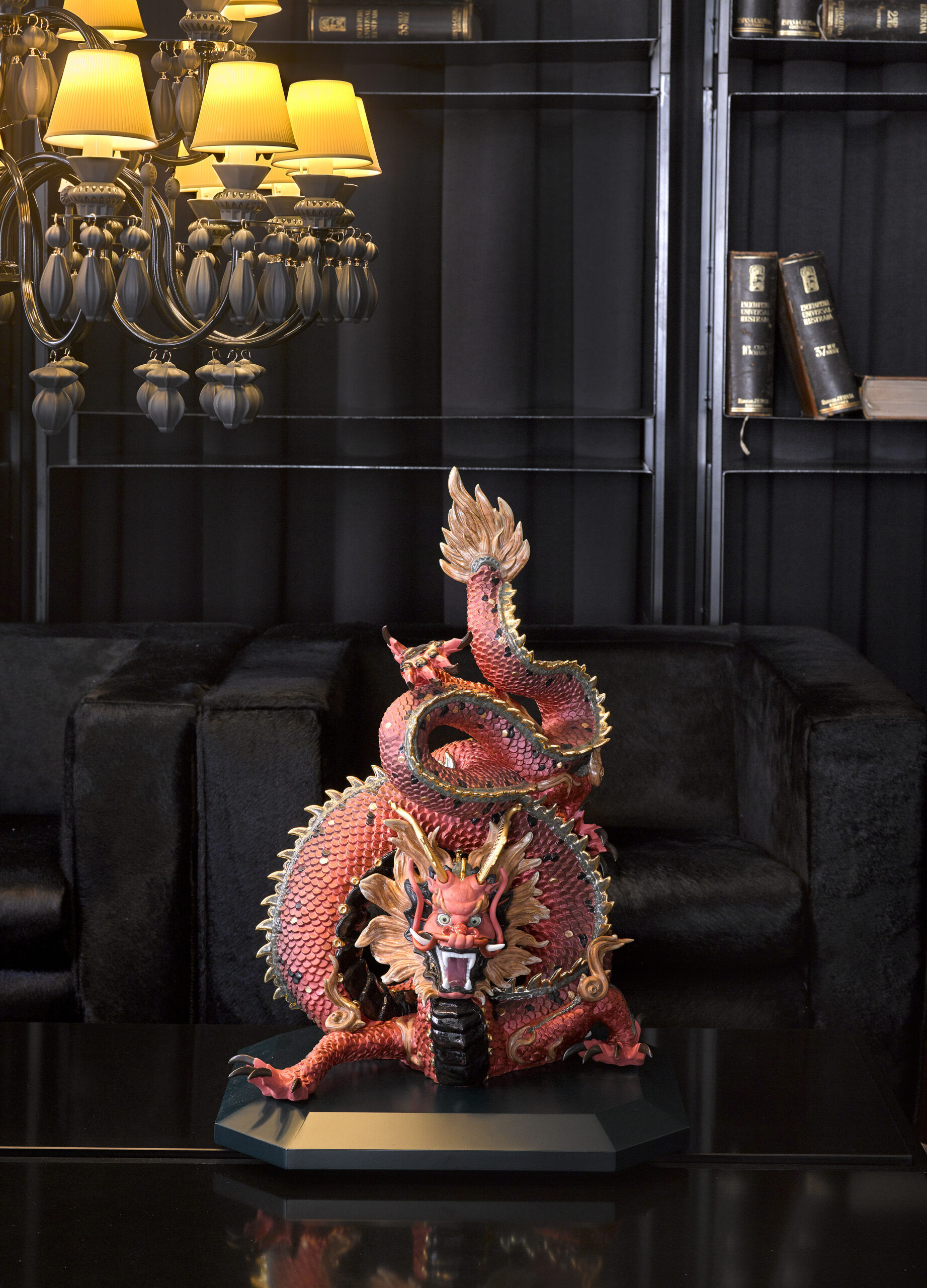 Protective Dragon Sculpture. Golden Luster and Red. Limited Edition 11 Protective Dragon Sculpture. Golden Luster and Red. Limited Edition 11