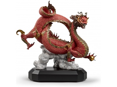 Auspicious Dragon Sculpture. Red. Limited Edition