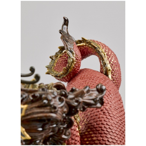Auspicious Dragon Sculpture. Red. Limited Edition 8