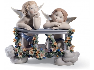 Celestial Balcony Angels Figurine. Limited Edition