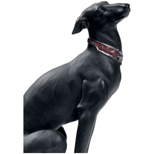 Attentive Greyhound Dog Figurine. Black 5