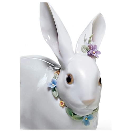 Attentive Bunny with Flowers Figurine 5