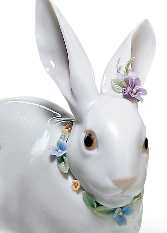 Attentive Bunny with Flowers Figurine 5 Attentive Bunny with Flowers Figurine 5