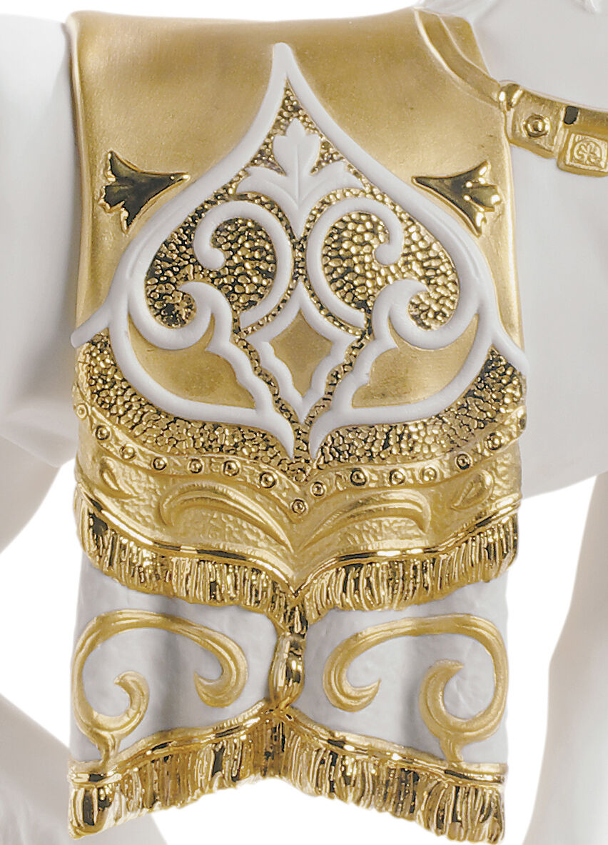 A Regal Steed Horse Sculpture. Golden Lustre 5 A Regal Steed Horse Sculpture. Golden Lustre 5