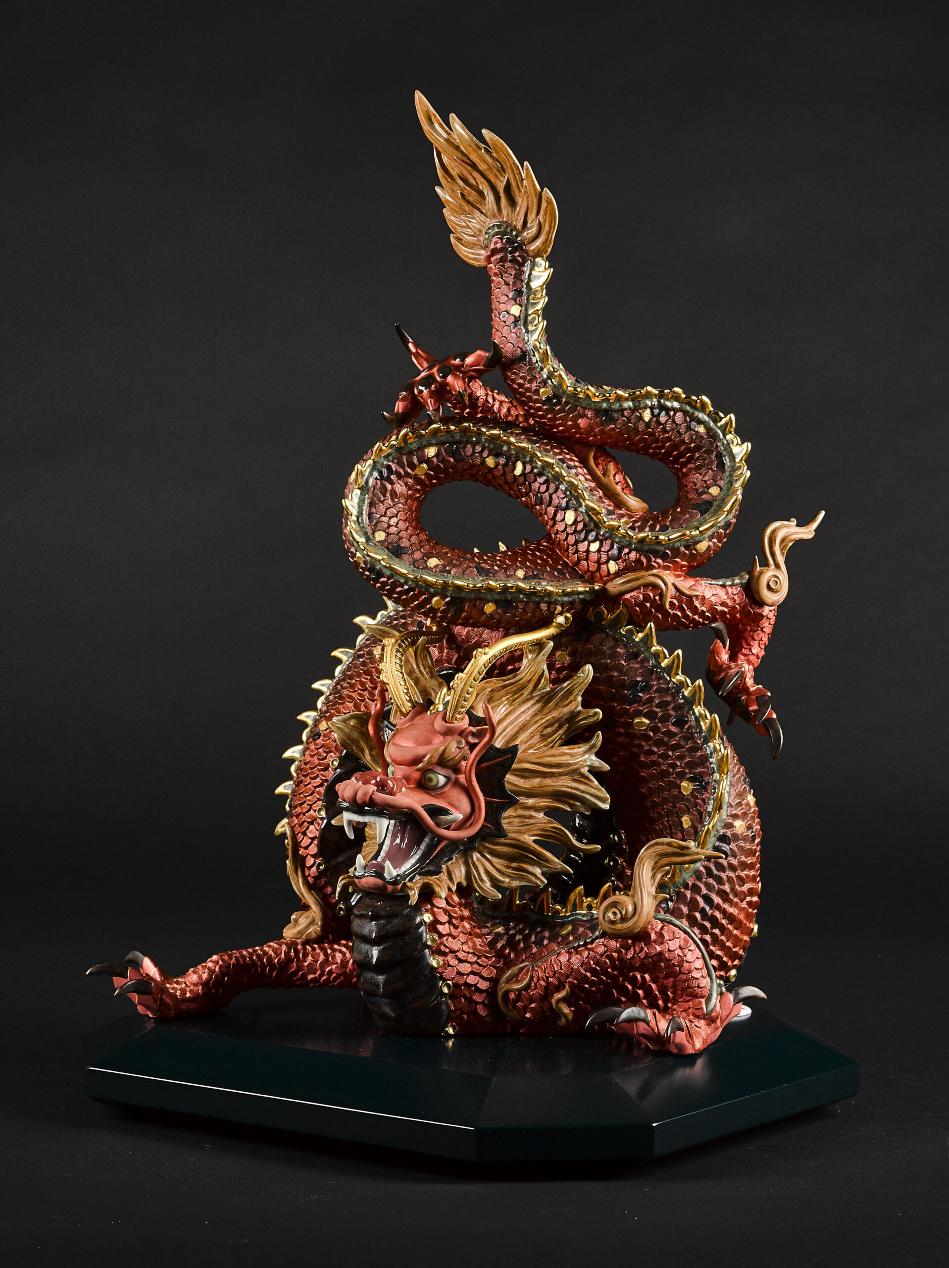 Protective Dragon Sculpture. Golden Luster and Red. Limited Edition 5 Protective Dragon Sculpture. Golden Luster and Red. Limited Edition 5