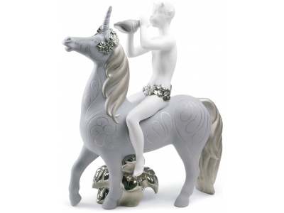 Faun and unicorn (white & silver)