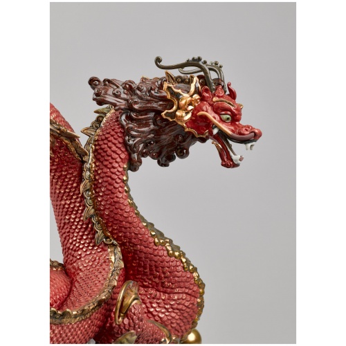 Auspicious Dragon Sculpture. Red. Limited Edition 12