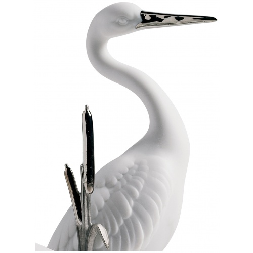 Courting Cranes Sculpture. Silver Lustre 7