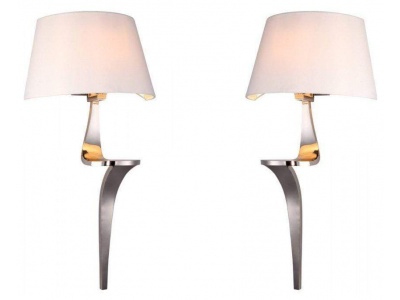 Enzo Pair of Nickel Wall Lamps