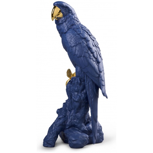 Macaw Bird Sculpture. Blue-Gold. Limited Edition 7