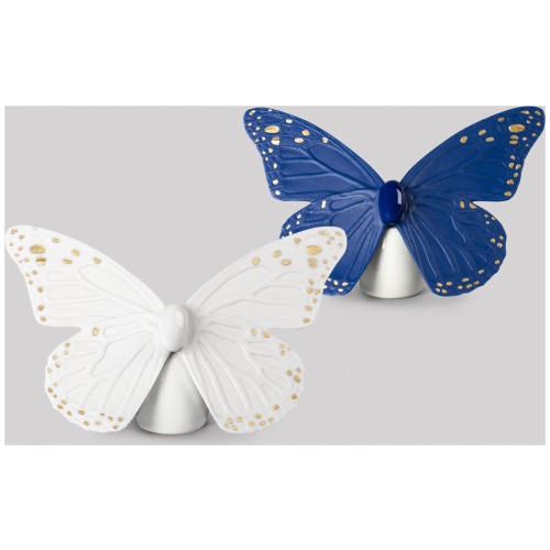 Butterfly Figurine. Golden Luster & Blue 8