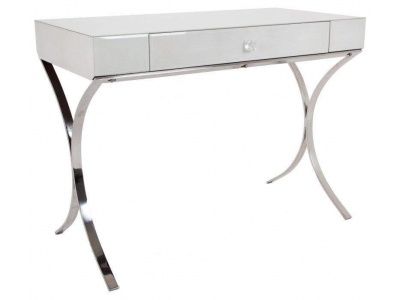 Iced Ivory Glass and Metal Sovana Console Dressing Table