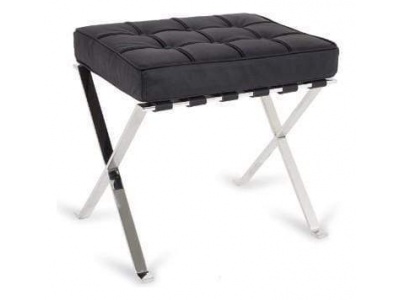 Sienna stool H50cm black leather cushion