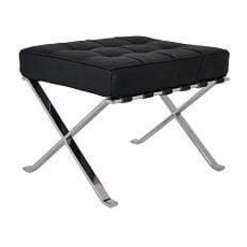 Sienna stool H50cm black leather cushion 5